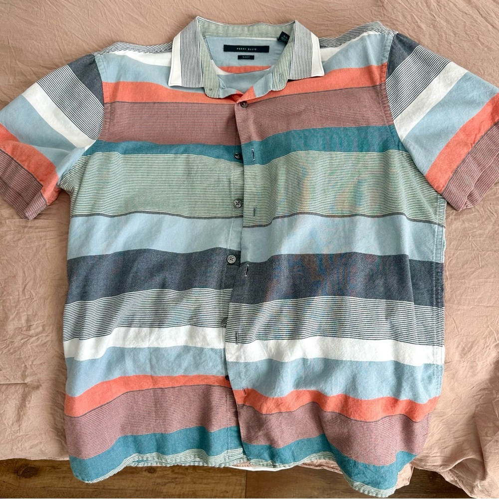 Perry Ellis Multicolor Striped Button Down Shirt